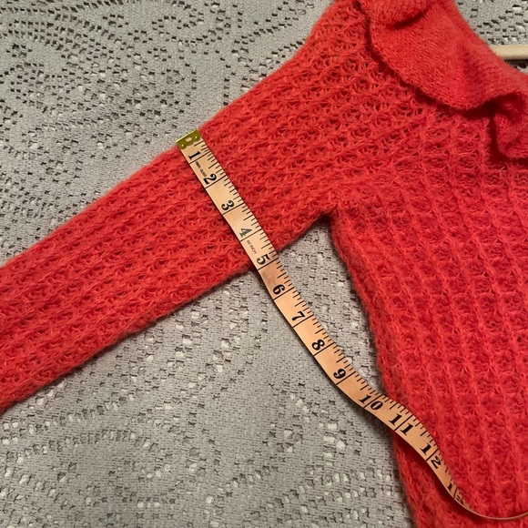 Anthropologie coral orange ruffle neck Fall sweater XS🧡🍊🧶👌🥰 - Picture 11 of 11